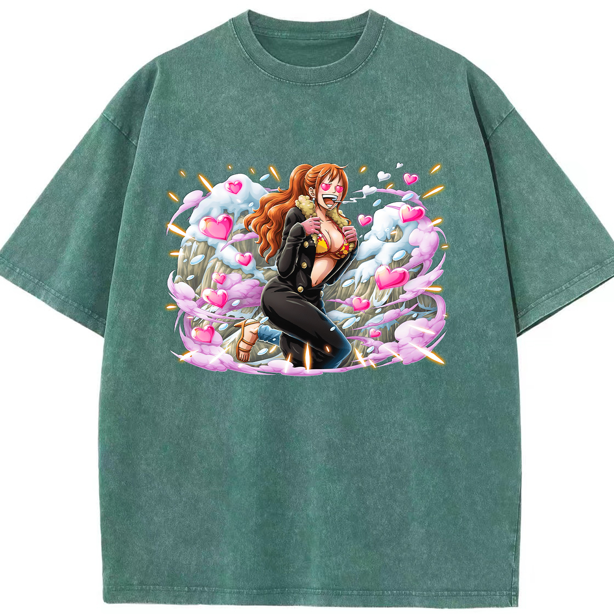 ワンピース ナミ ONE PIECE Nami 綿100% ヴィンテージ風 半袖Tシャツ（フロントプリント）